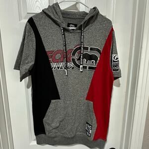 Ecko Unltd Mens Med Marbled Gray Hoodie Short Sleeve Sweater Logo